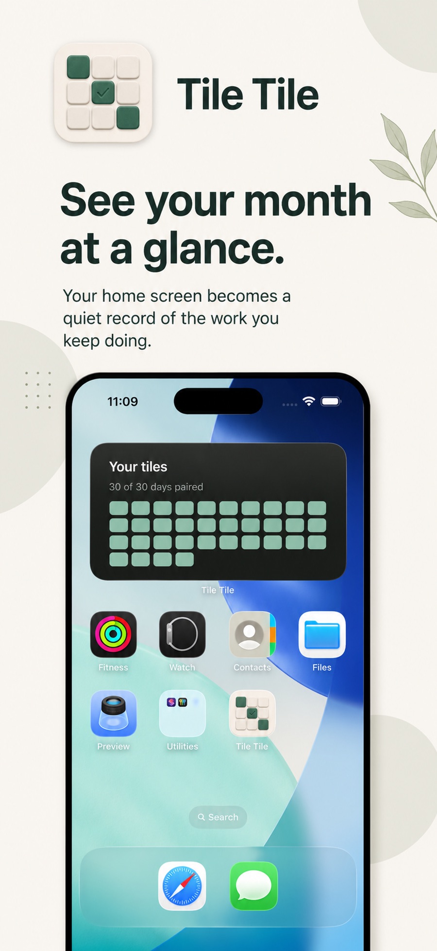 Tile Tile App Store screenshot showing the habit-tracking interface